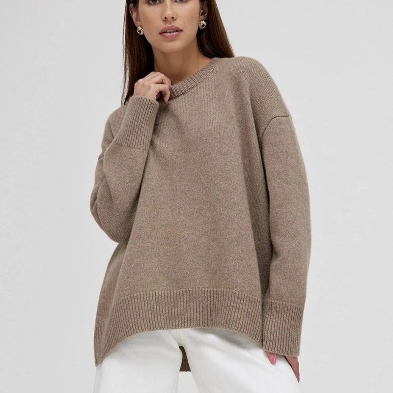 Hirsionsan-Pull en cachemire basique pour femme, pulls pour femme, tricots chauds, pull décontracté, régulier, tout nouveau, hiver, 2023