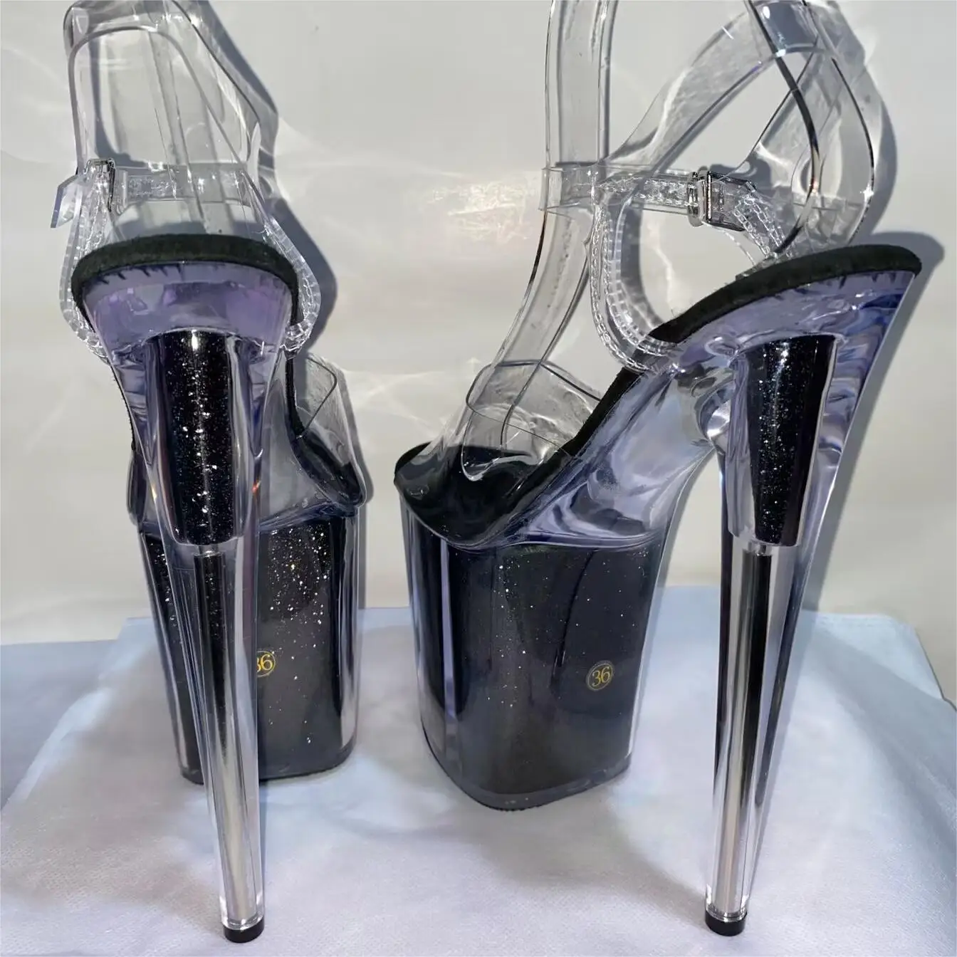 20 cm sexy transparent platform sequined , 8 inch stiletto banquet nightclub shoes 20 cm sexy transparent platfor dance shoes