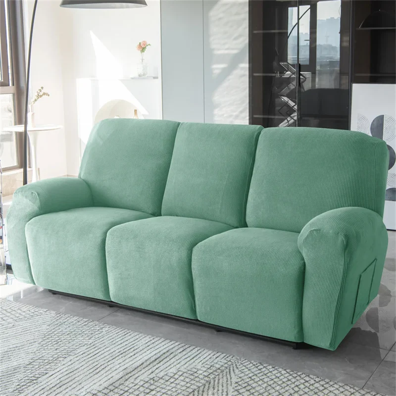 1 3 Seater Split Polar Fleece Recliner Sofa Covers Elastic  Chair Cover Lounger Couch Slipcovers Relax Armchair Cover 6