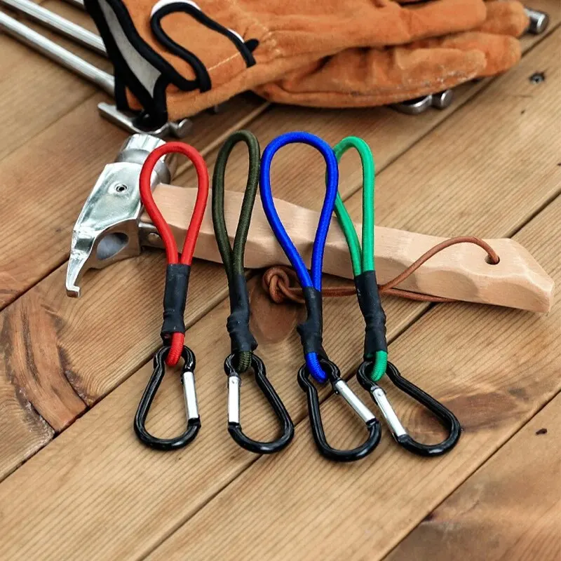 Tent Elastic Rope Cord Hook Fixation Elastic Stretch Rope Outdoor Tool Canopy Tarp Fixing Cords String with Carabiner 1 Piece