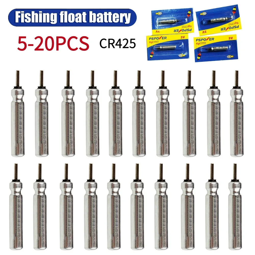 

5-20PCS CR425 Luminous Electric Battery Fishing Floats Night Light Floats Lithium Pin Cells Fishing Tools Tackle