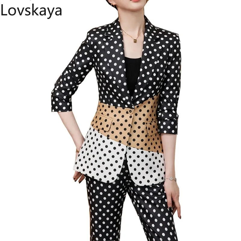 

Women Work Wear Pant Suit Blazer Female Slim Business Jacket Trouser Formal 2 Piece Set Black Red Yellow Striped