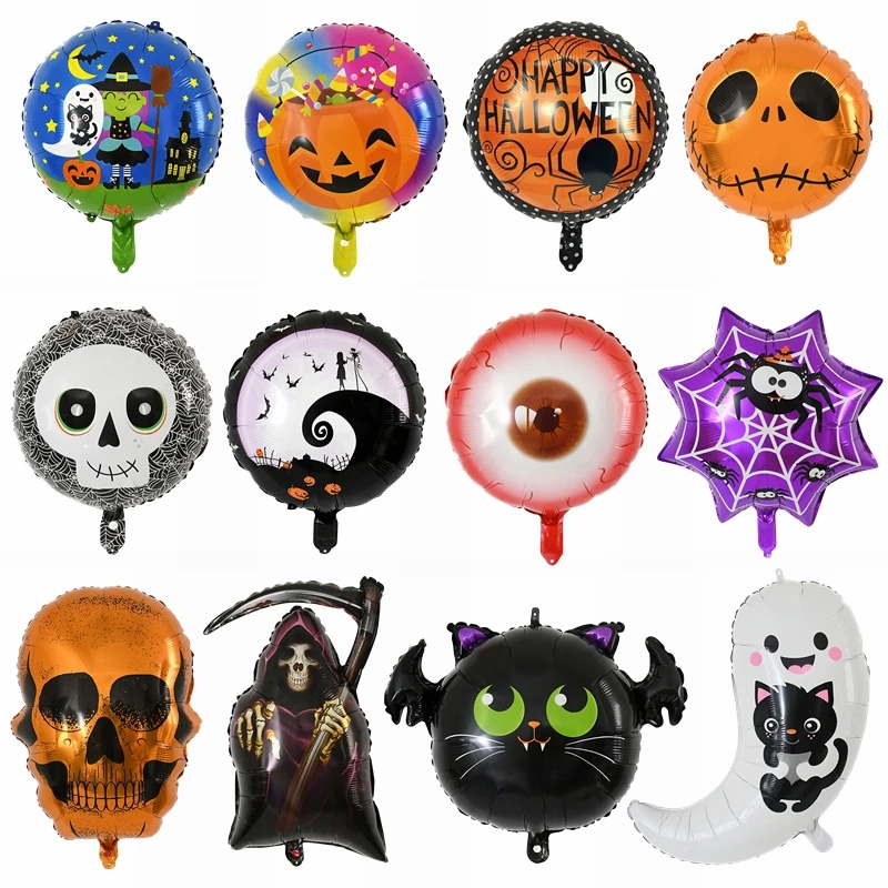 

Halloween Decoration Skull Witch Bat Pumpkin Ghost Inflatable Foil Balloons Toy for Happy Halloween Party Balloon Decor Supplies