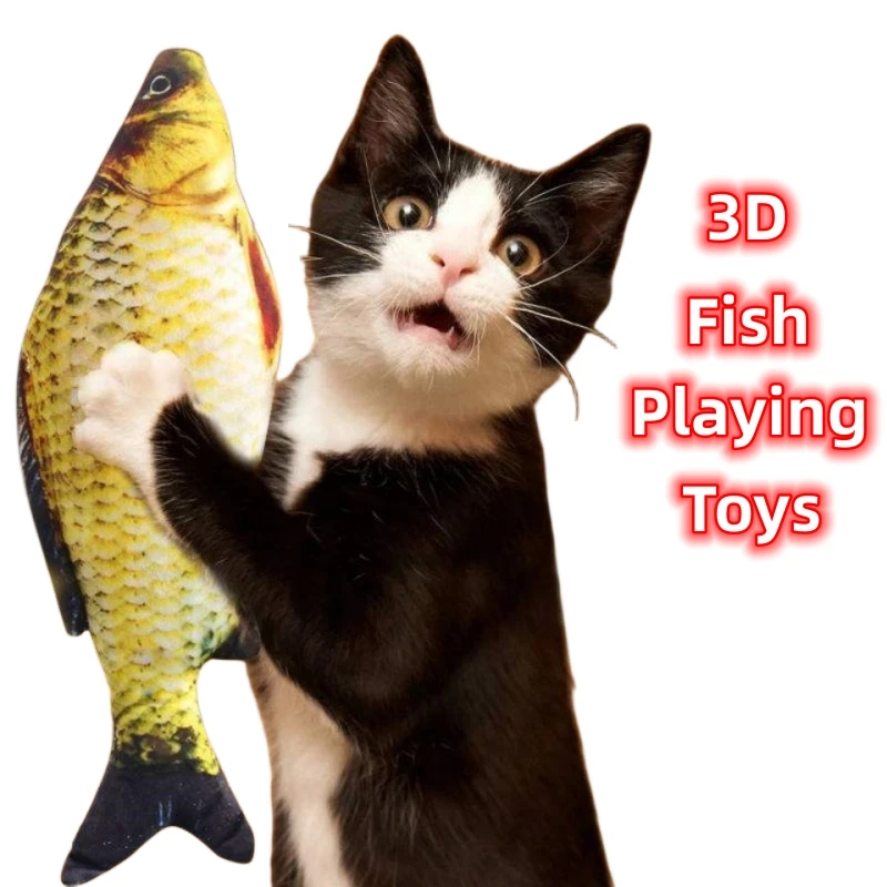 

Simulation 3D Fish Cat Toys Fish Shape Bite Resistant Catnip Pillow Cat Chew Toys Kitten Interactive Chase Toys Pet Supplies