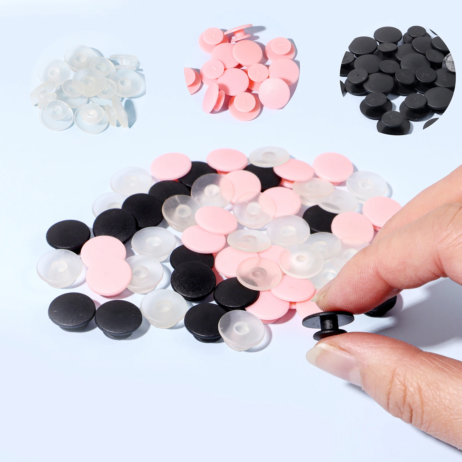 50100PcslotBlackBucklePlasticButtonsforFlatShoeCharmsand