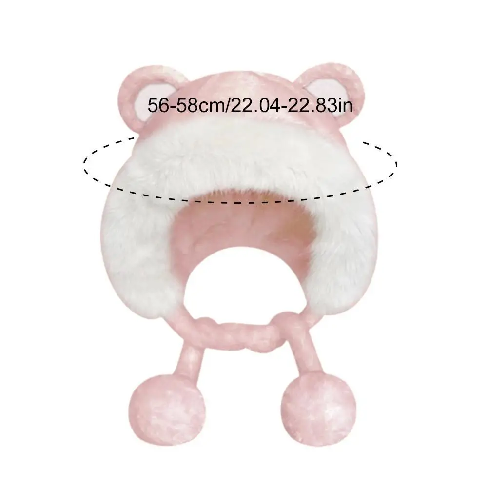 Woolen Hat Women Plush Bear Ears Windproof Autumn Winter