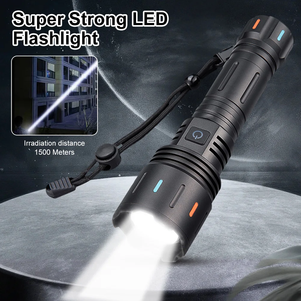 

Outdoor LED Flashlight High Bright Rechargeable Waterproof Electric Torch Telescopic Zoom Emergency Flashlight for Camping
