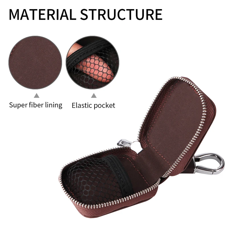Portable Mini PU Leather Anti Drop Headphone Storage Bag Universal Zipper Anti-Loss Keychain Wireless Headphone Protective Case 2
