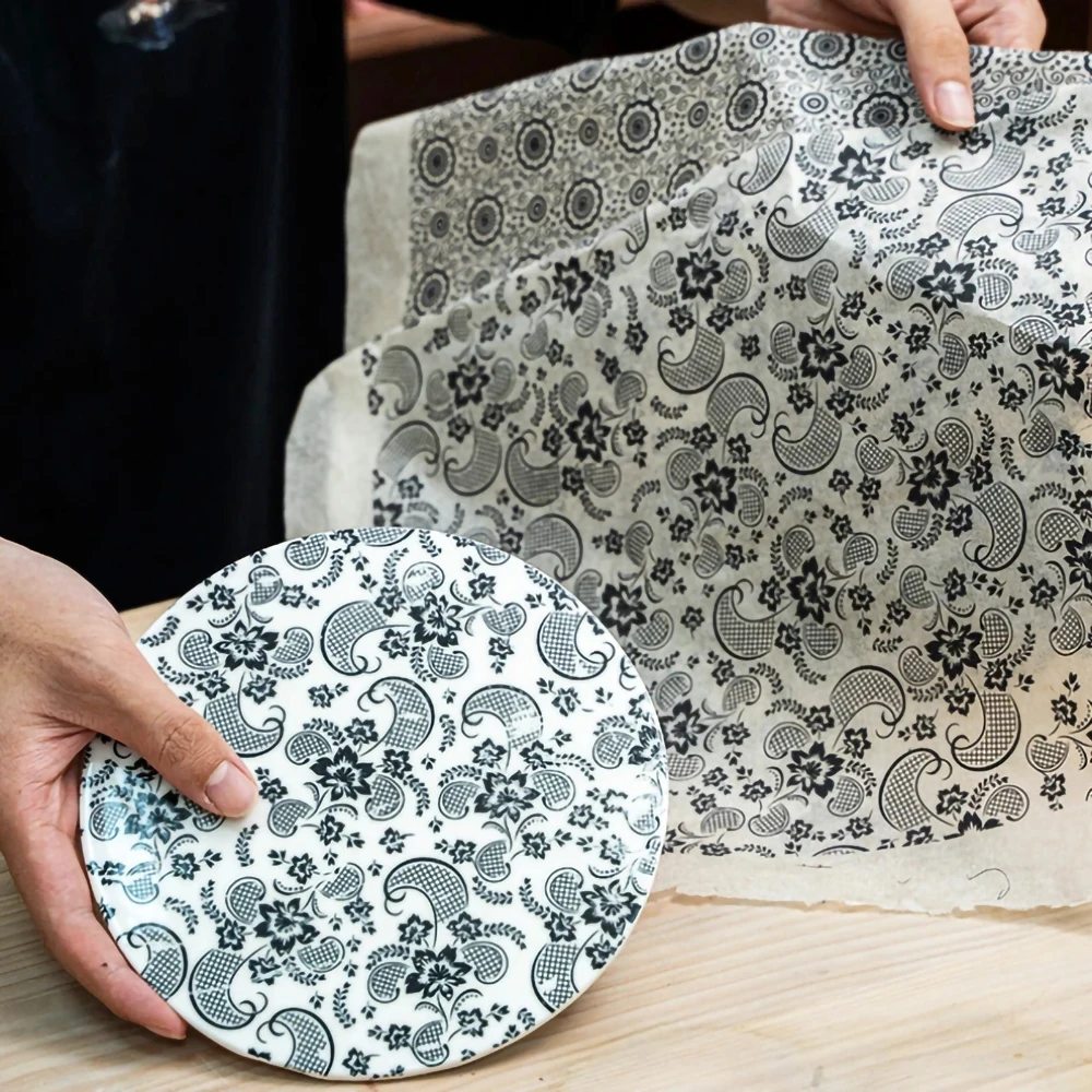 1PC Pottery Art Transfer Paper Glaze Underglaze Black Flower Paper Ceramic  Decal Paper DIY Polymer Clay Tools