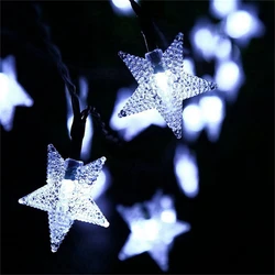 LED Star String Lights - Fairy Garland for Parties, Home Decor, and Outdoor Celebrations (White)