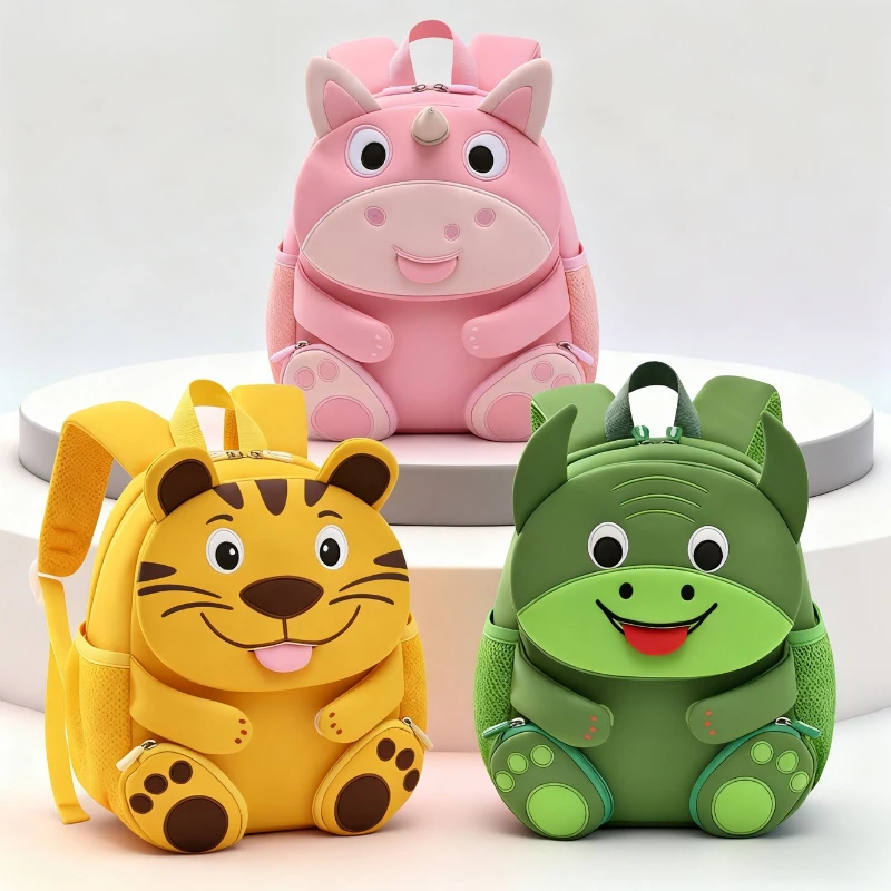 Cartoon Tiger Backpack with Retractable Tongue Cute Hippo School Bag for Girls Boys Kids Backpacks mochilas escolares infantil 1