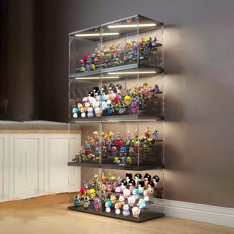 Acrylic Display Case with LED Light for Figurines and Toys