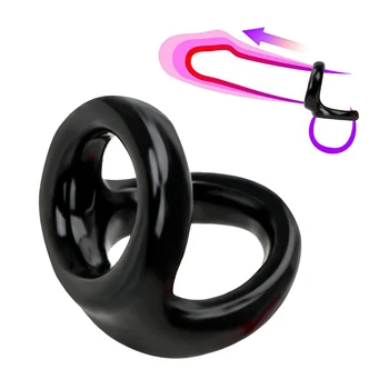 Reusable Cock Ring Silicone Dual Pleasure Penis Ring Male Delay Ejaculation Penis Stretcher Exercise Cockring Sex Toys for Men 4