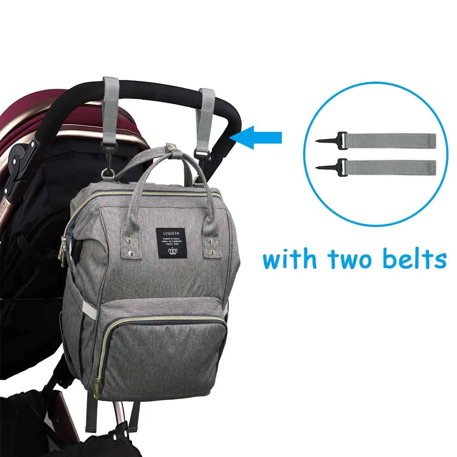 Bolsa de pañales de gran capacidad, mochila de maternidad impermeable, bolsas de pañales de bebé con interfaz USB, bolsa de viaje de mamá para cochecito