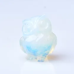 Elevate Your Space: Hand - Carved Natural Crystal Owl Ornament (Opal)