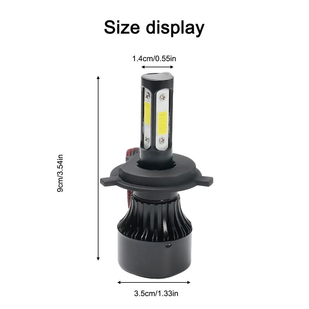 하이 로우 빔 LED 헤드라이트, 방수 스포트라이트, 4 면 6500K 9003 전구, 변환 교체, 충격 방지, 2500W 375000LM
