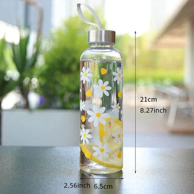 550ML Plastic Water Bottle Portable Gym Sport Water Bottle Bowknot Love Pattern Leakproof Water Cup Little Daisy Office Bottle 6