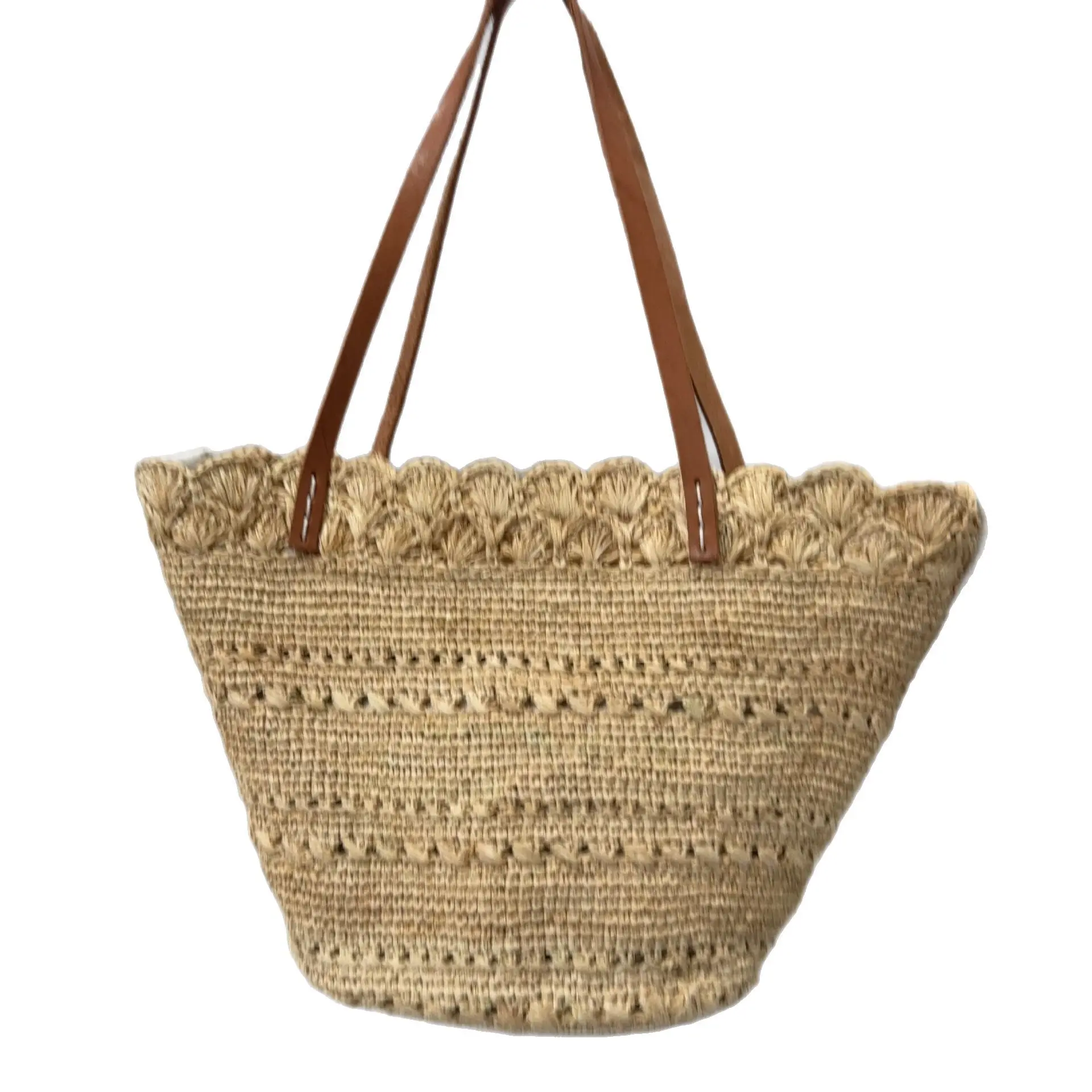 Hollow Out Casual Woven Shoulder Bag SummerBeach Handbag for Women Large Capacity Straw Weave Leisure Travel Bucket Bag