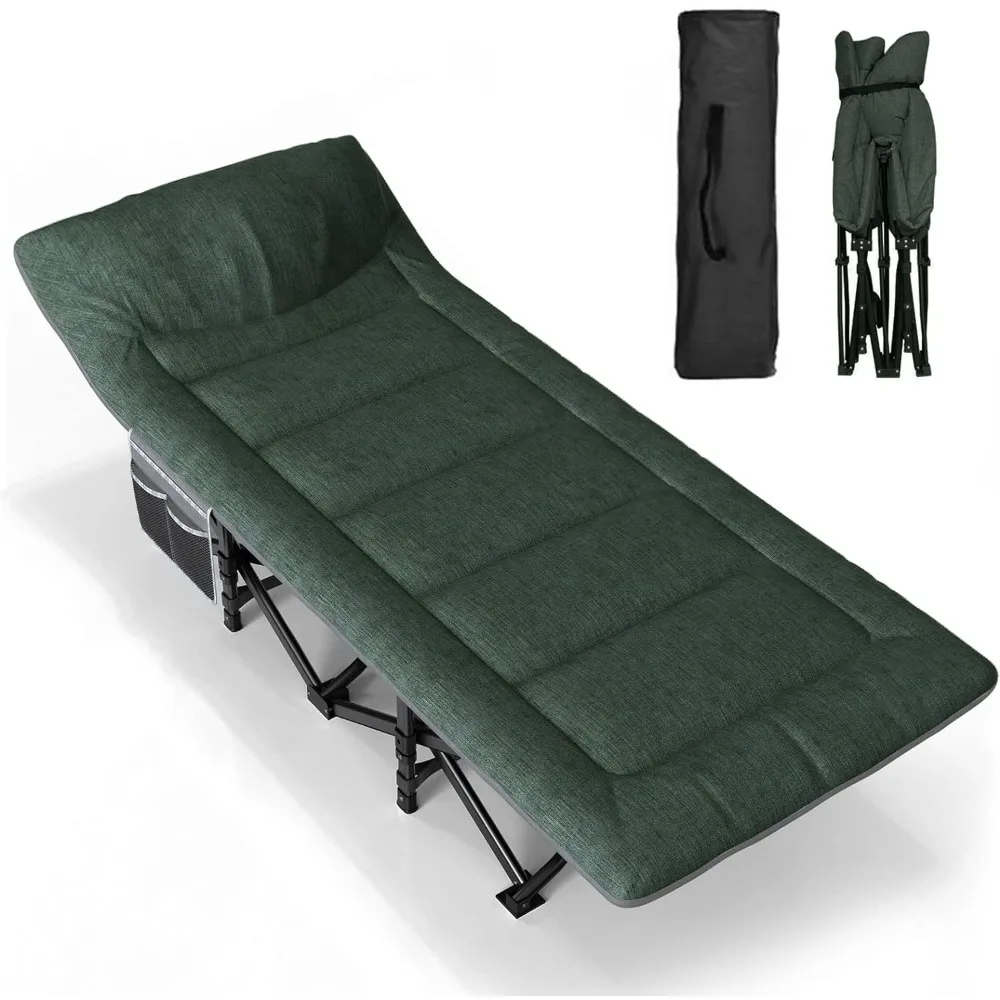 

Кроватка для кемпинга для взрослых, удобная с подушкой, портативная складная кровать для сна с матрасом, 450 фунтов