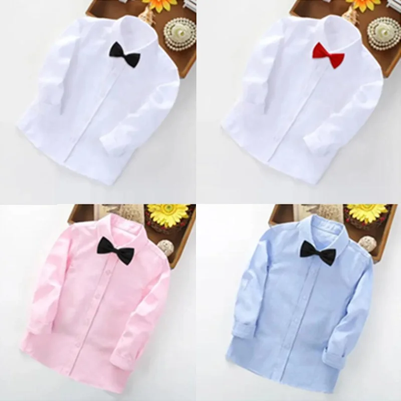 Baby Toddler Party Formal Solid Tops School Uniform Boys Shirts Long Sleeve Kids Shirt Boys Children Clothes 4 6 8 10 Years