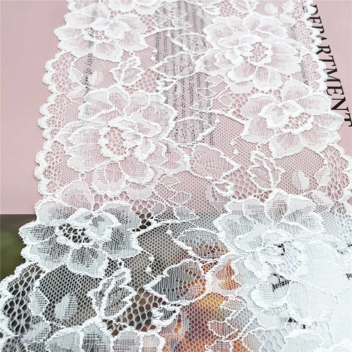 3y/lot Width 18cm White Elastic Stretch Lace Trim 1
