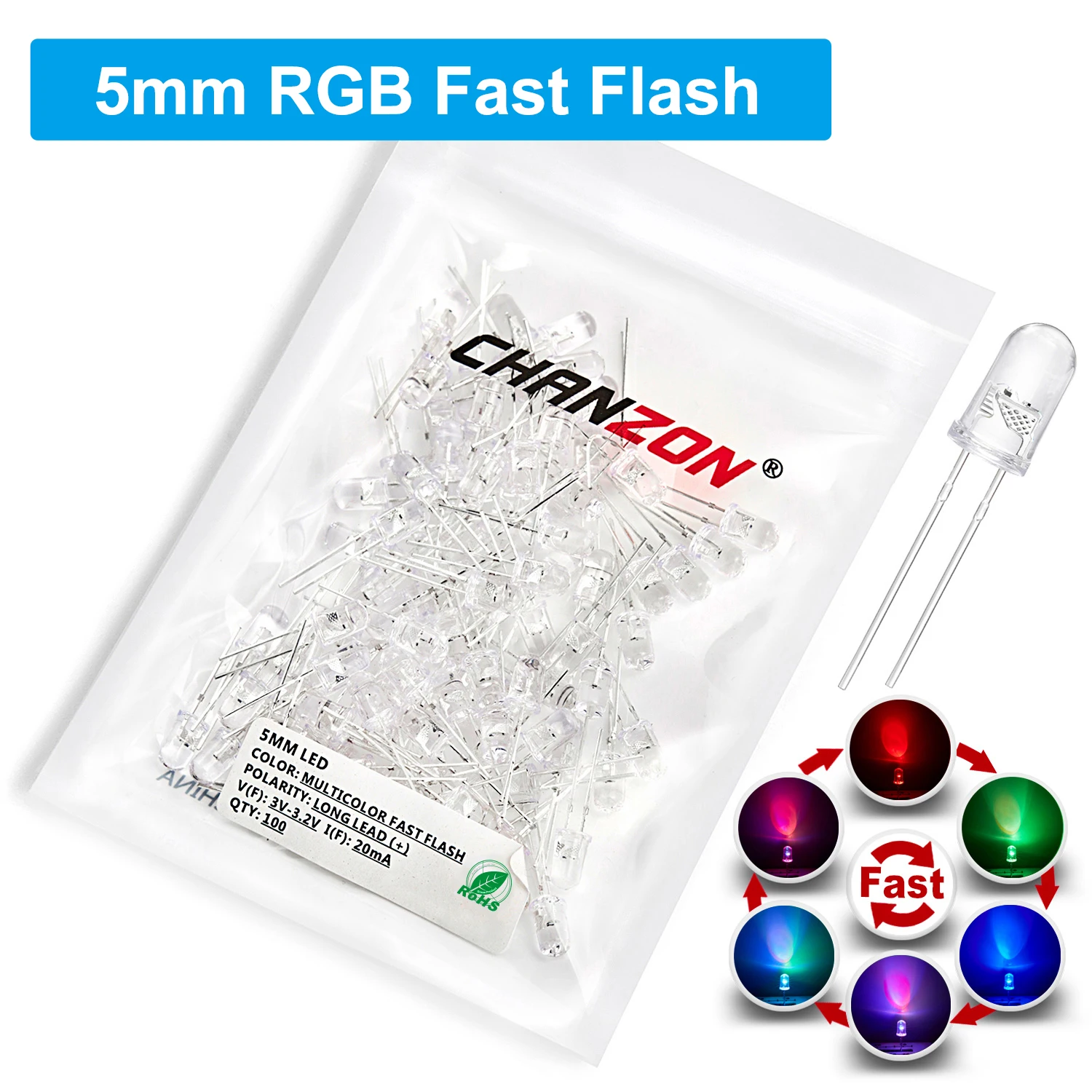 BREAKA 100 Pz 3mm Diodo LED Lampeggiante Lento - Foto 13