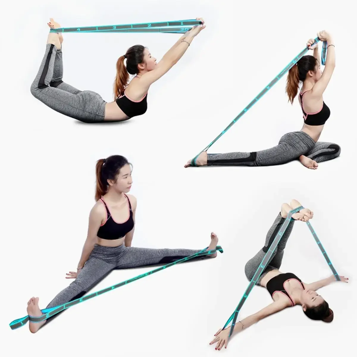 Yoga Stretch Assist Strap 9 Loops Leg Stretch Band Elastic Belt Pilates Dance Gymnastics Workout Kids Dancing Assistance