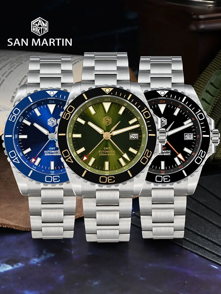 San Martin-Montre de Plongée Gstuff pour Homme, Cadran en Émail NH34, Acier Inoxydable, Montre de Luxe, existent, Mécanique, Saphir Shoous SN0136, 39mm