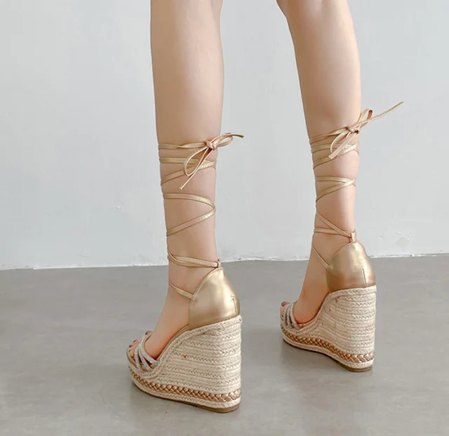 Lace Up Gold Wedges Shop Gold Wide Fit Espadrille Multi Lace Up