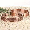 Pure Copper Cuff Bracelet Bangle Tree of Life Carving Design Magnetic Bracelets For Men With 3500 Gauss Magnets Adjustable Size 1