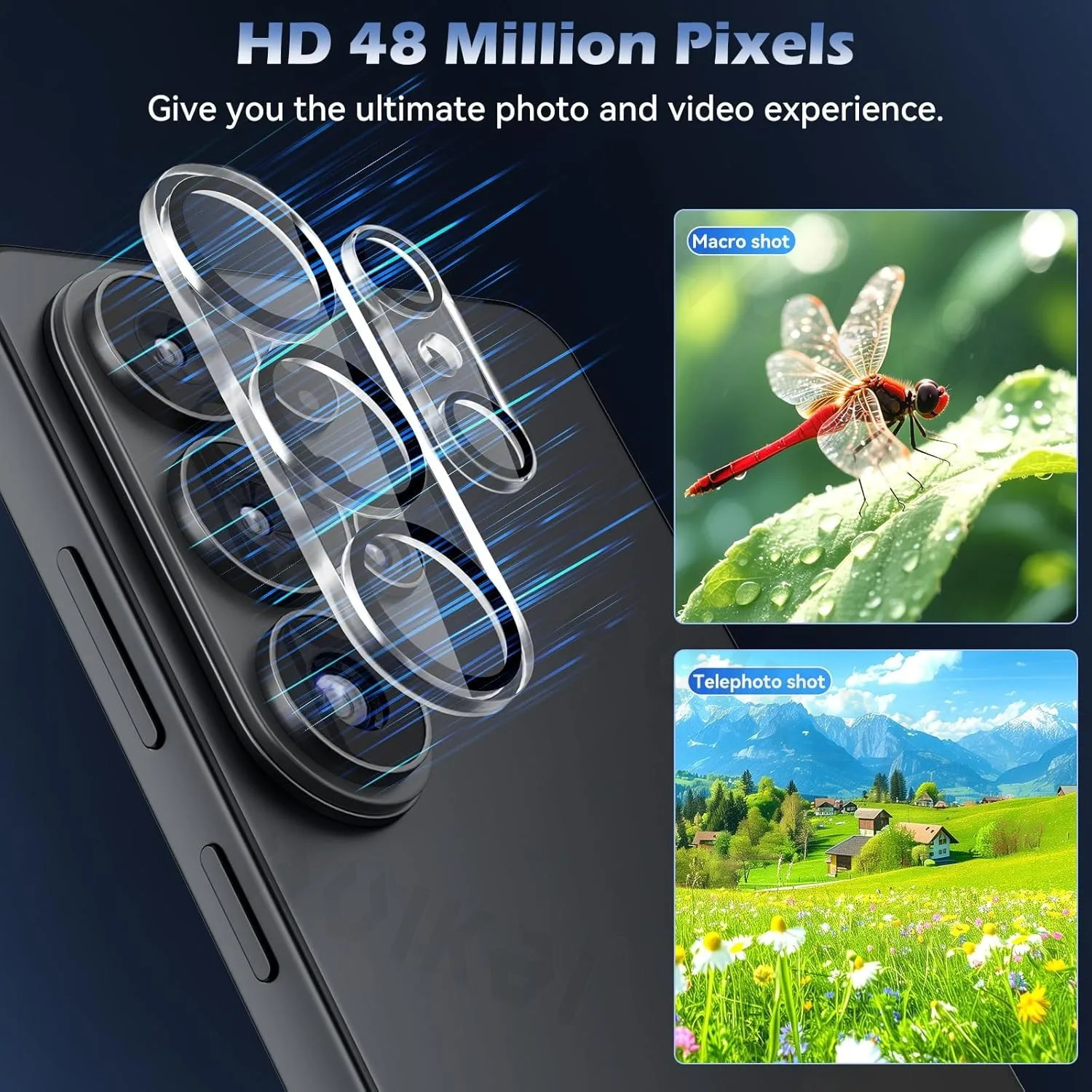 Premium 3-Pack HD Clear Camera Lens Screen Protector with Drop Protection and Anti-Scratch Tempered Glass