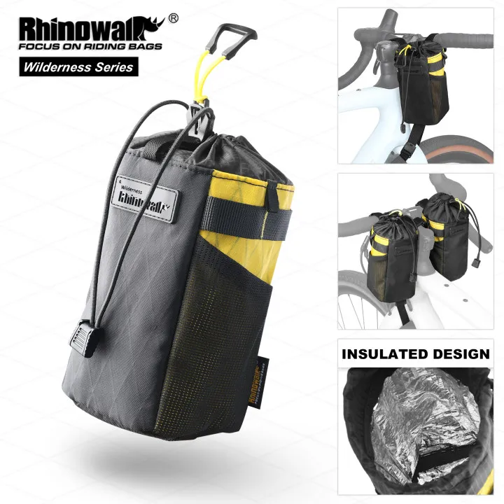 Rhinowalk Bicycle Water Bottle Bag Waterproof Insulation Bicycle Front Handlebar Pouch Cycling Bikepacking Travel Water Holder