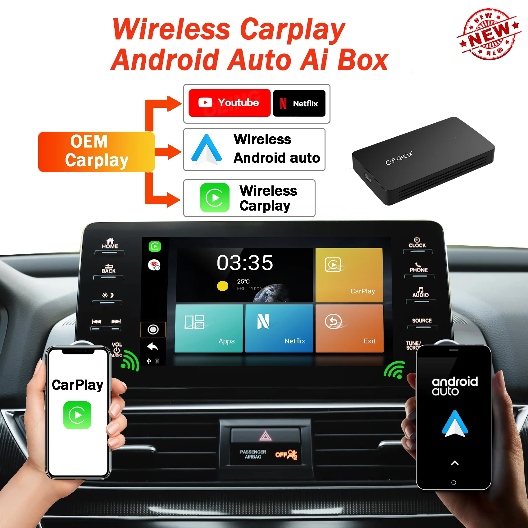 Wireless Android Auto Adapter Wireless Carplay Dongle Carplay ai Box