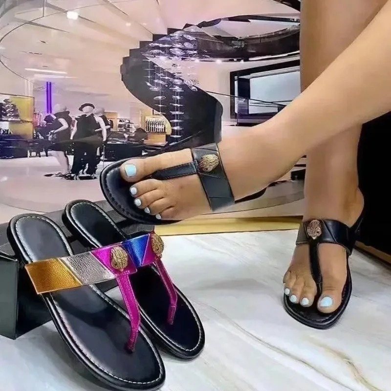Women's shoes Imitation diamond cross shoes, plus size eagle shoes, colored seams, Summer 2024 sandals