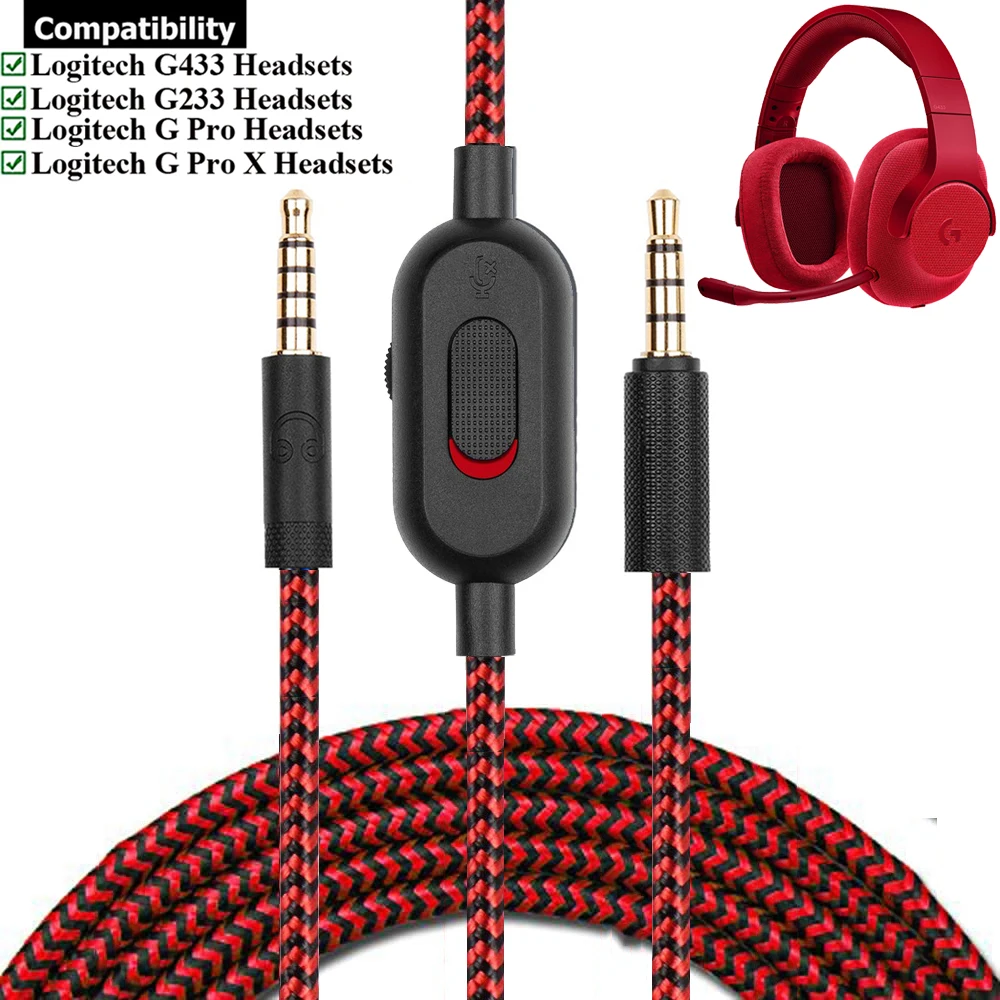 2 0メートル編組交換ケーブル延長用ロジクールg433 G233 Gプロxゲーミンミュートボリュームコントロールとクリップ Aliexpress 家電製品