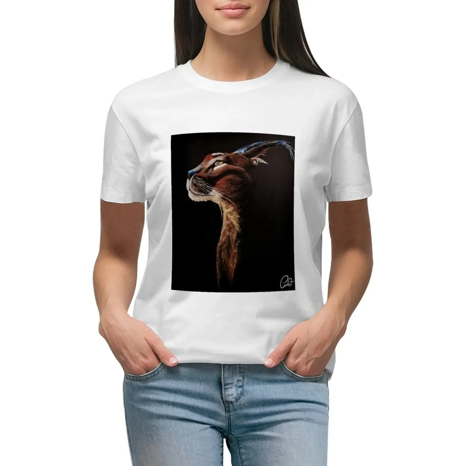 

Caracal T-shirt tees tops plus size tops white t shirts for Women
