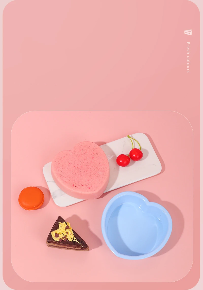 FAIS DU Silikon-Kuchenform, Herz-Kuchen-Schicht-Set, Silikon-Backform für Backwerkzeuge, Regenbogen-Kuchen und Mousse, leicht zu entformen – Detail 7