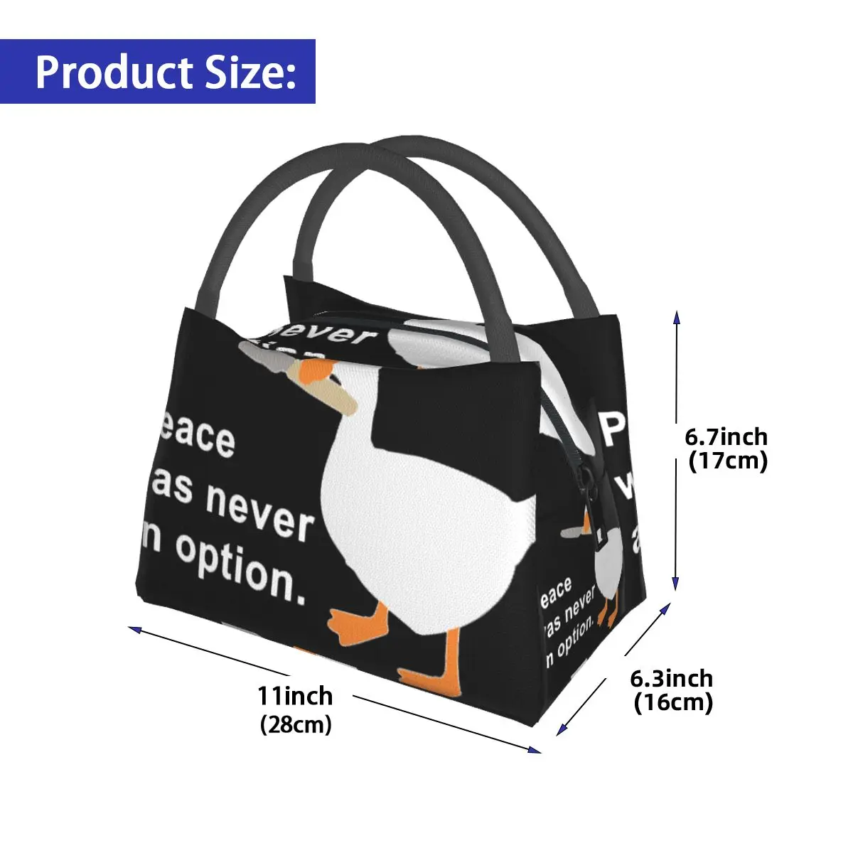 Peace Was Never An Option Portable insulation bag for Cooler Thermal Food Office Pinic Container
