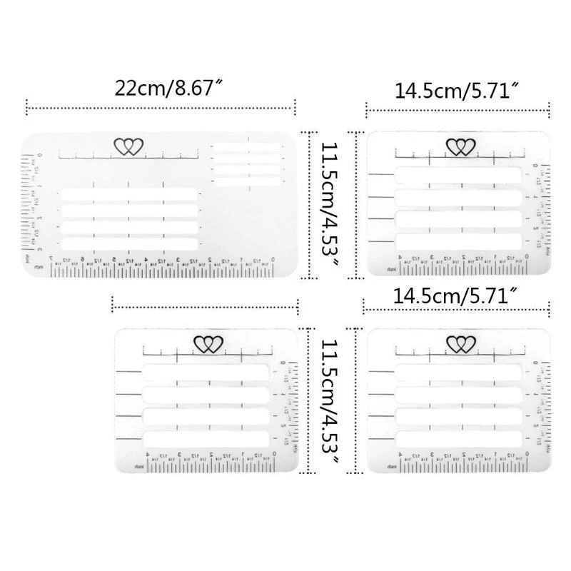 4 Pcs 공예 주소 가이드 노트 다용도 편지 봉투 스텐실 세트 템플릿 눈금자 일기 인사말 카드 엽서
