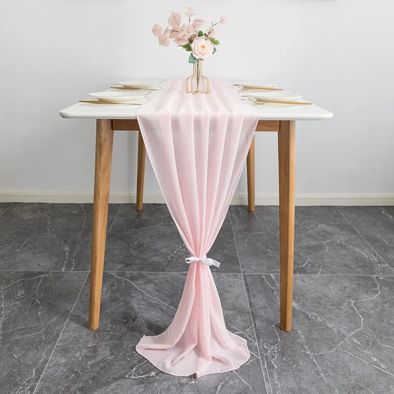 

Romantic Chiffon Table Runner for Wedding Decor Arch Dining Birthday Party Valentine's Day Home Table Decoration