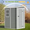 5' x 4' Resin Weather Resistant Outdoor Storage Shed with Floor for Garden,Backyard,Pool Tool, Light Grey 4