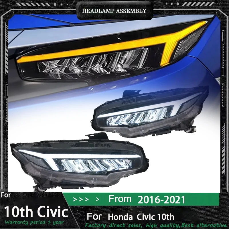 Headlights Headlamps Assembly For Honda 10TH Civic sedan 2016-2021 LED taillights total line lights brake lights reverse lights