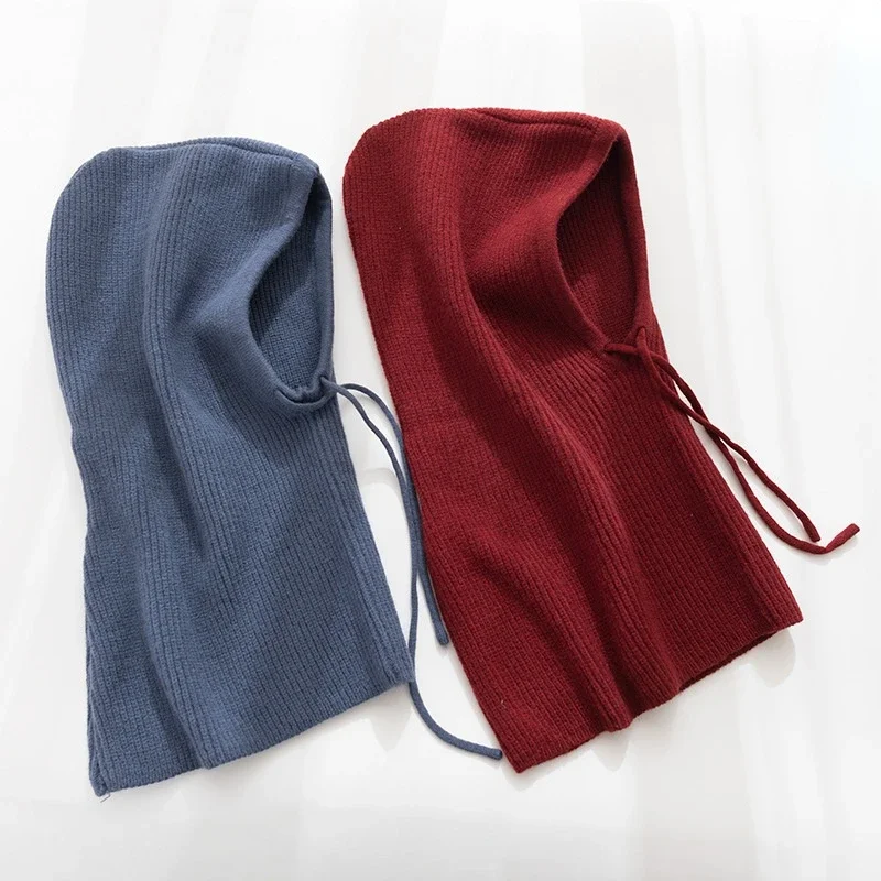 Fashion Winter Women's Head Hooded Hat Scarf Dual-purpose One Thick Warm Knitted Pullover Beanies Skullies for Women Girls New 4