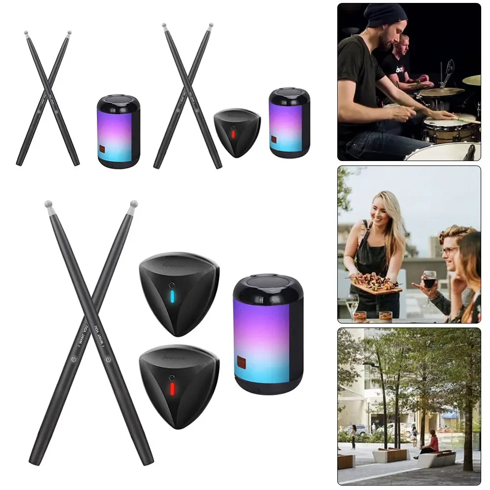 Portable Air Electronic Drum BT Electric Air Drum Set with Drumsticks Foot Pedals with 3.5 Mm Headphone Jack Pocketdrum