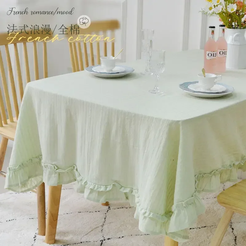 

Table cloth, pure cotton, desk , tea dining rectangular green, pastoral tablecloth