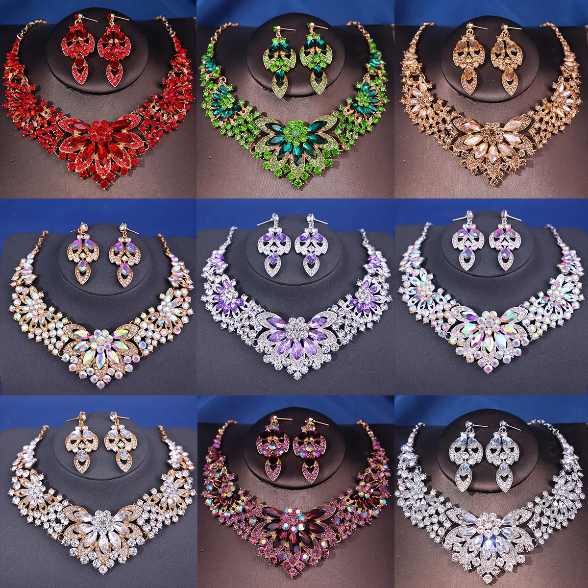 Bridal Jewelry Set Fashion Crystal Rhinestine Necklace Earring Sets Wedding Hair Accessories For Women Bride bridal hair accessories hair accessories bridal jewelry set