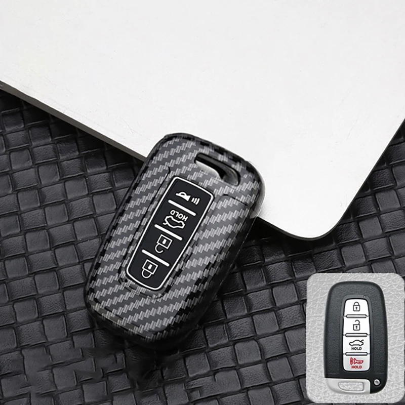 

3/4Button Carbon Fiber Car Key Fob Shell Cover Keychain for KIA Forte Sportage K2 K5 for Hyundai Genesis Coupe Sonata Ix35 Smart