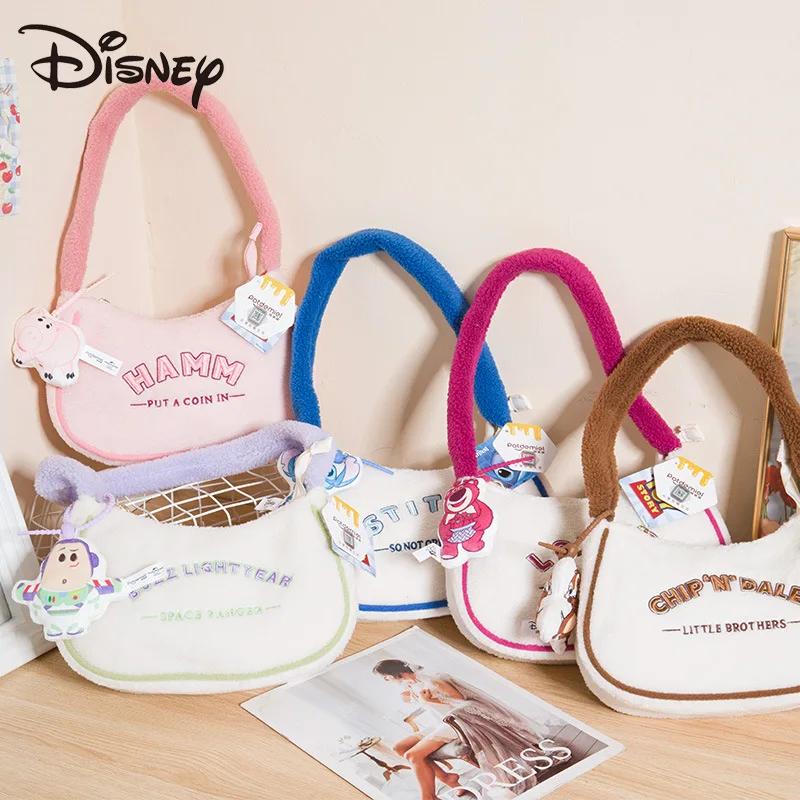 

Плюшевая сумка через плечо из серии аниме Disney, милая плюшевая сумка в стиле Kawaii, Стич, Базз, светильник, лотса, Хамм, женский подарок на день рождения