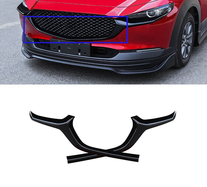 

For Mazda CX30 CX-30 2020 2021 2022 ABS Bright Black Car Front Bumper Racing Grills Mesh Grille Around Trim Cover Accessories