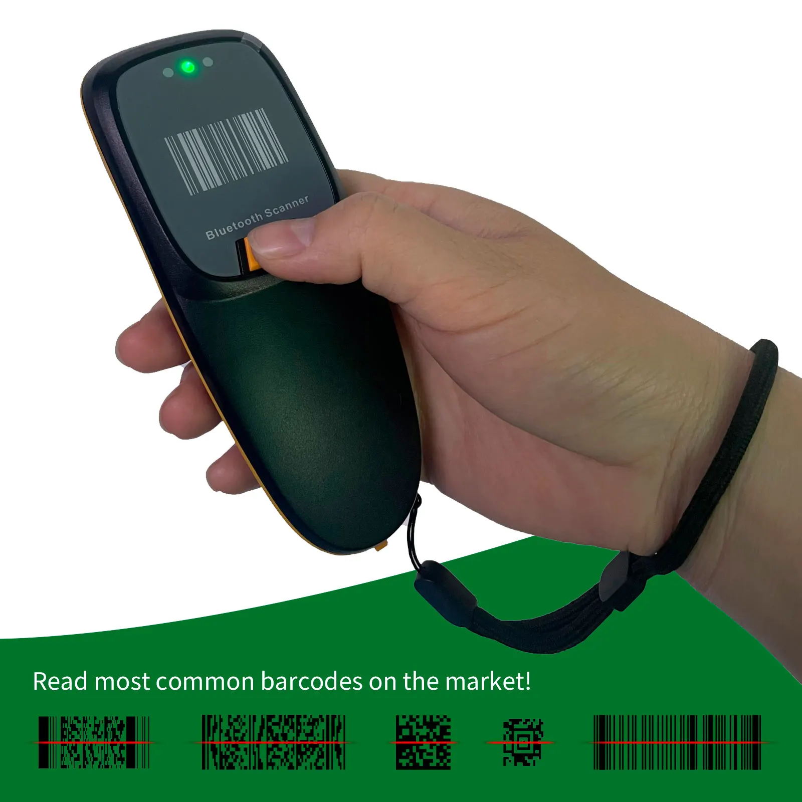 HBAPOS Portable Bluetooth 2D QR Image PDF417 Screen Scanning Reader Wireless 1D CMOS Barcode Scanner Windows/Android/iOS